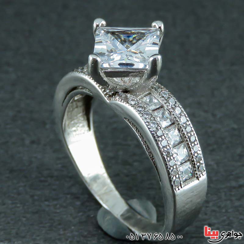 انگشتر نقره تک نگین پرنس رودیوم زنانه _کد:22969