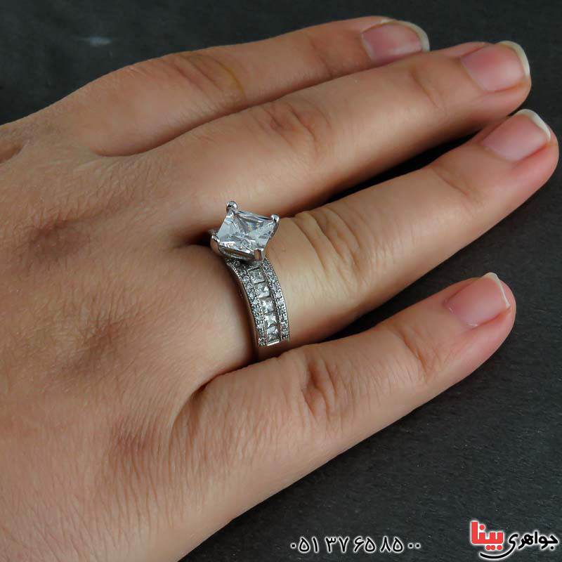انگشتر نقره تک نگین پرنس رودیوم زنانه _کد:22969