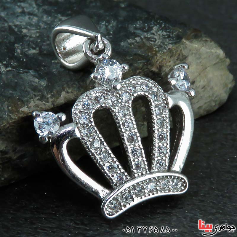 گردنبند نقره تاج پرنس رودیوم _کد:22972