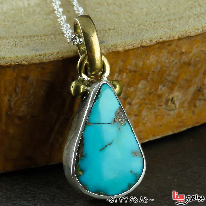 گردنبند فیروزه نیشابوری مدل اشکی _کد:22973