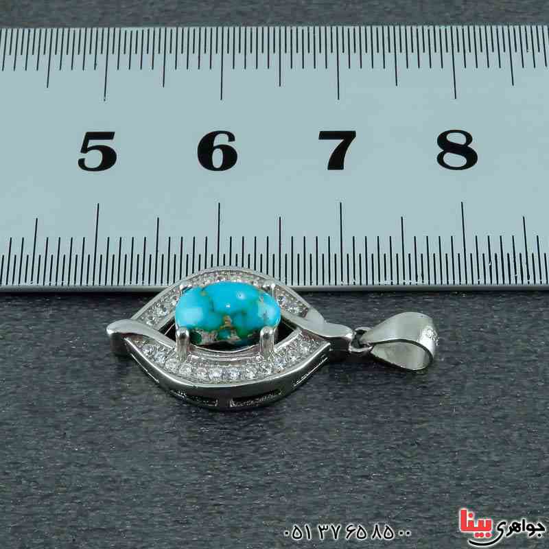 گردنبند فیروزه نیشابوری شیک و زیبا رودیوم زنانه _کد:22979