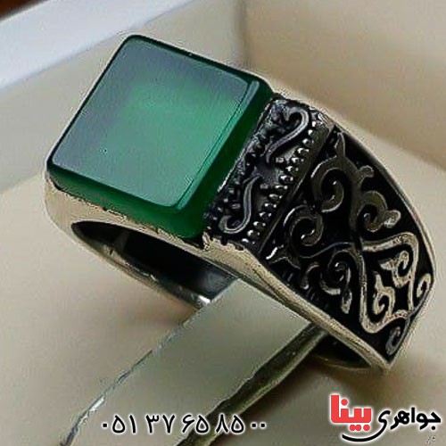 انگشتر عقیق سبز اسپرت زیبای مردانه _کد:22992