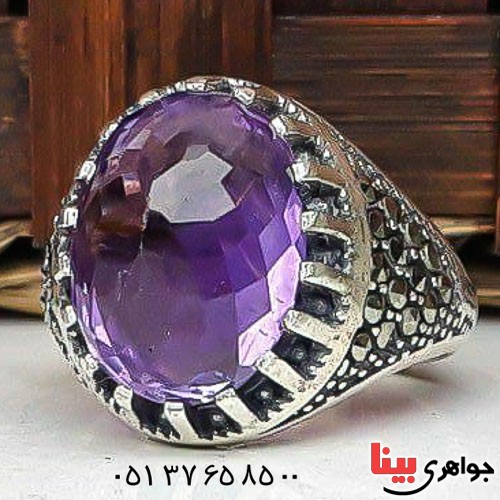 انگشتر آمتیست آفریقایی مارکازیتی فاخر مردانه _کد:22995