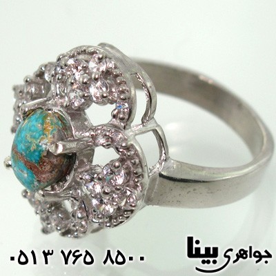 انگشتر فیروزه طرح گل زنانه