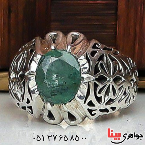 انگشتر زمرد زامبیا فاخر و دست ساز مردانه _کد:23000