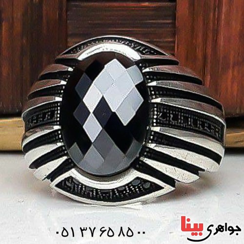 انگشتر عقیق سیاه (اونیکس) اسپرت و شیک مردانه _کد:23004