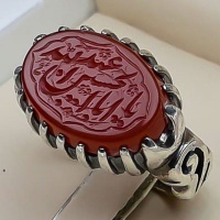 انگشتر عقیق قرمز با حکاکی یا ابا عبدالله الحسین 