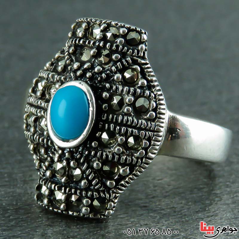 انگشتر فیروزه زنانه مارکازیتی زیبا _کد:23035