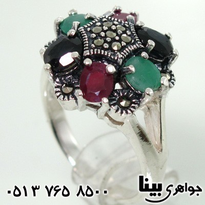 انگشتر چند جواهر 6 سنگ جفتی زنانه