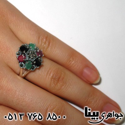 انگشتر چند جواهر 6 سنگ جفتی زنانه