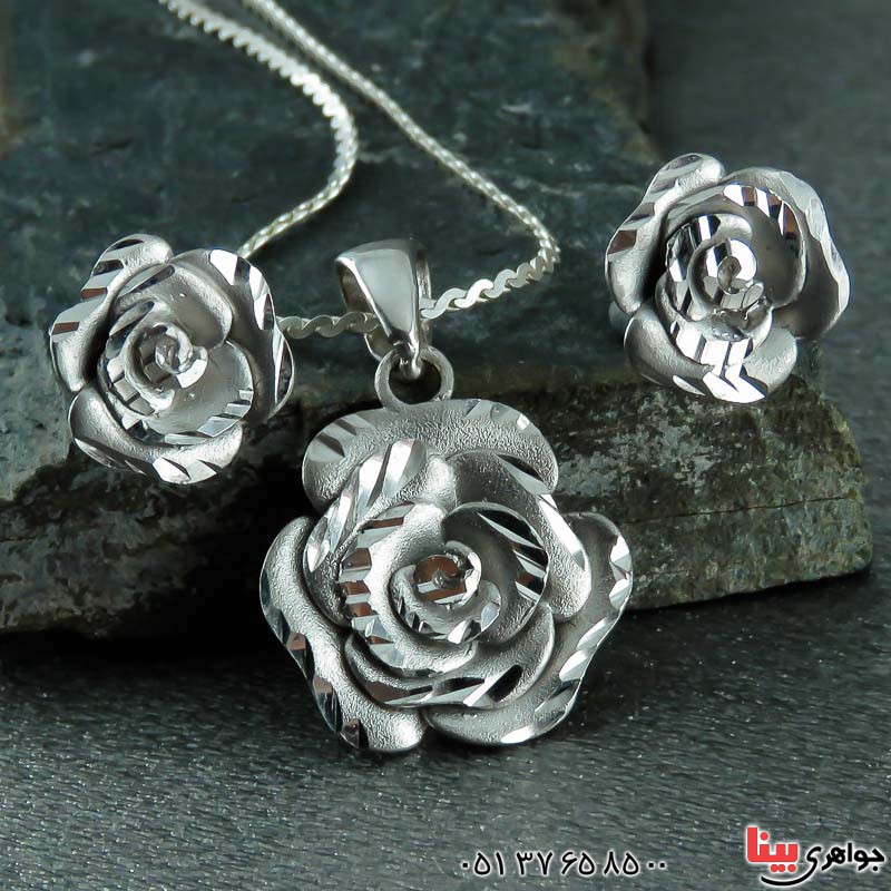 سرویس نقره طرح گل رز با زنجیر ترک _کد:23058