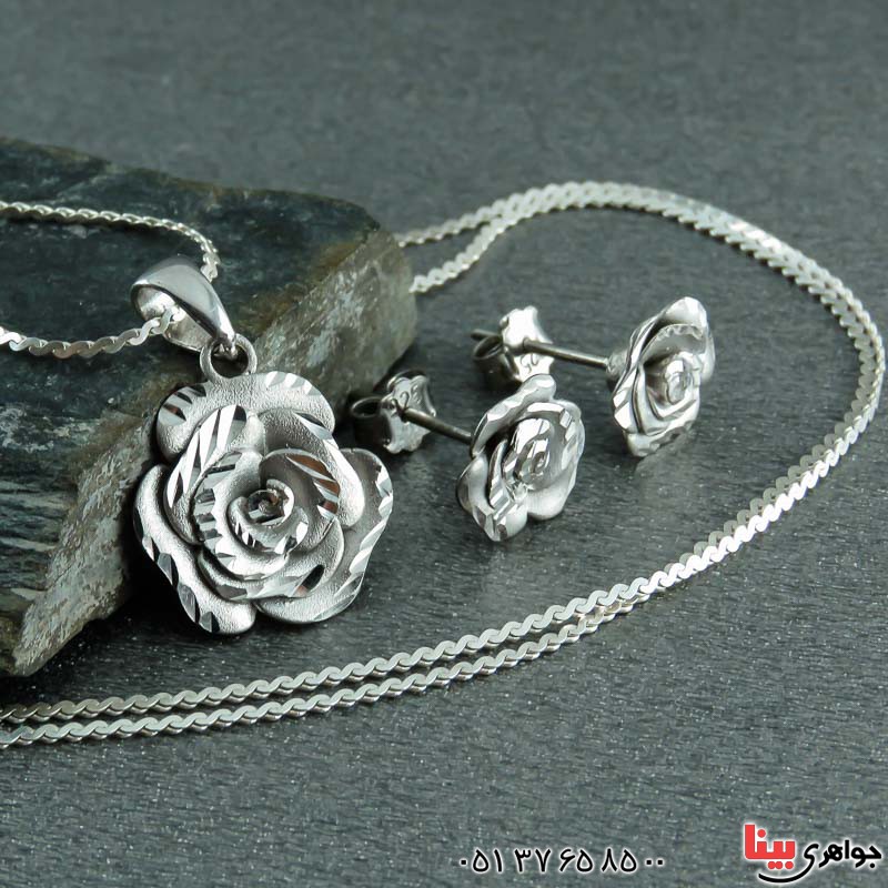 سرویس نقره طرح گل رز با زنجیر ترک _کد:23058