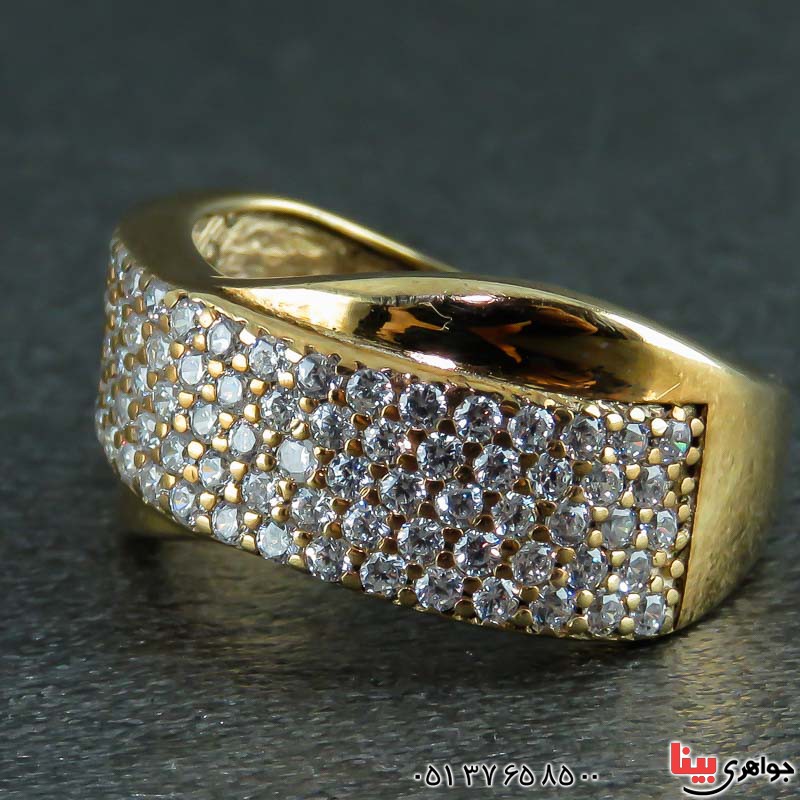 انگشتر نقره پرنس پیچ طلایی زیبا زنانه _کد:23066