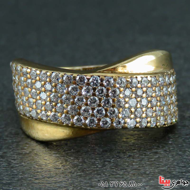 انگشتر نقره پرنس پیچ طلایی زیبا زنانه _کد:23066