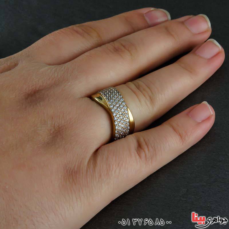 انگشتر نقره پرنس پیچ طلایی زیبا زنانه _کد:23066