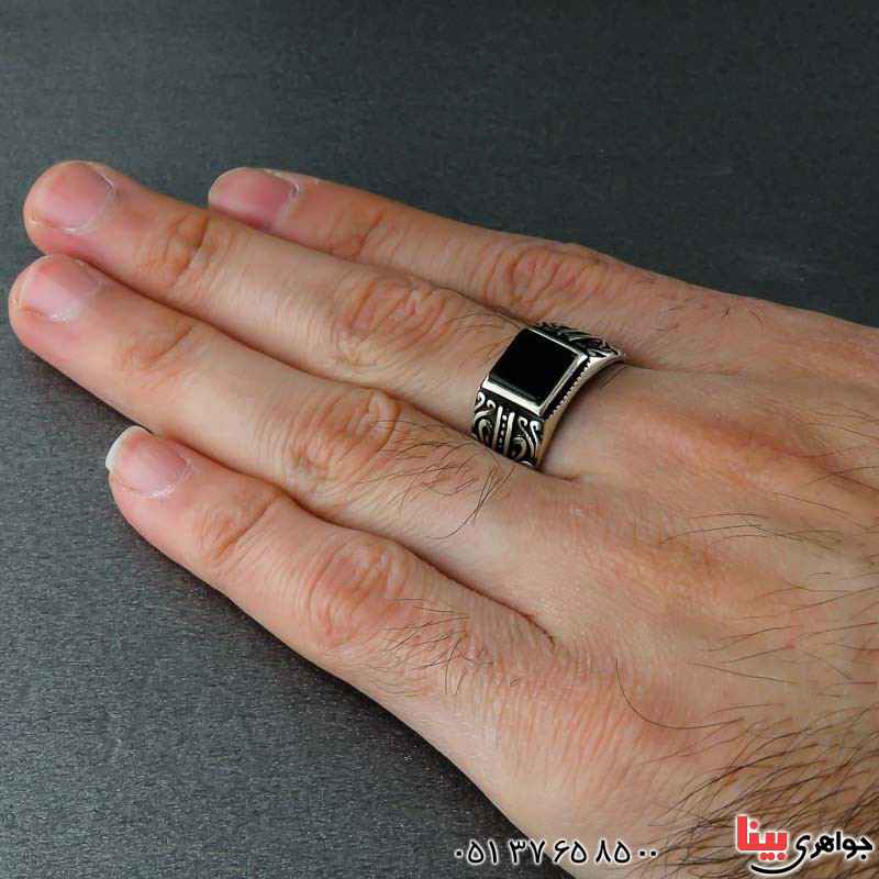 انگشتر عقیق سیاه (اونیکس) مردانه اسپرت و زیبا _کد:23070