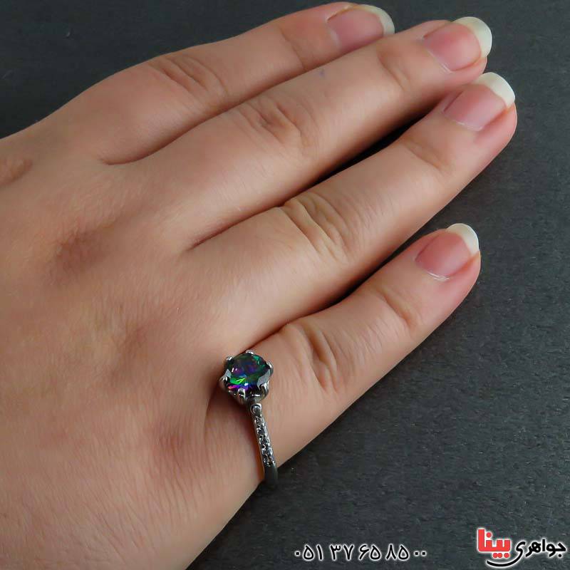 انگشتر توپاز هفت رنگ بسیار زیبا _کد:23079