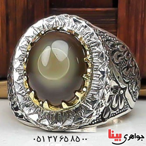 انگشتر عقیق باباقوری دست ساز درشت و فاخر مردانه _کد:23088