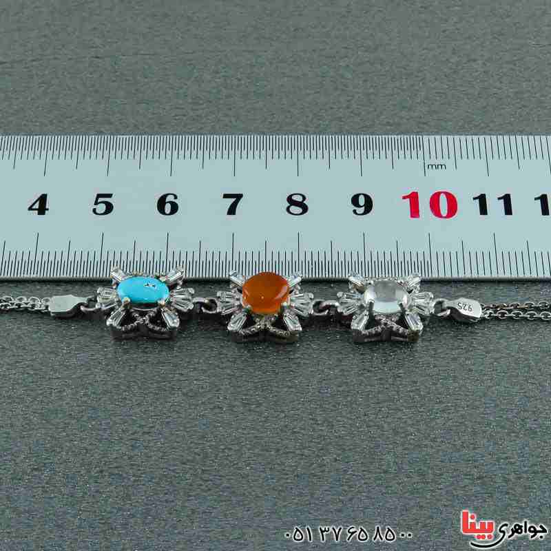 دستبند چند جواهر رودیوم زنانه خوشرنگ بسیار زیبا _کد:23096