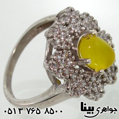 انگشتر عقیق شرف الشمس طرح گل زنانه