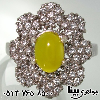 انگشتر عقیق شرف الشمس طرح گل زنانه