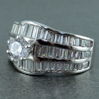 انگشتر نقره فلاور تک نگین روکش رودیوم 