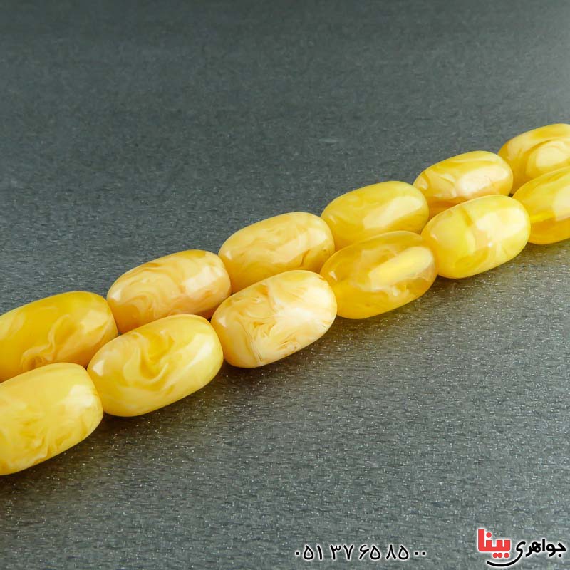 تسبیح کهربا پودری 33 دانه ای زرد درشت _کد:23101