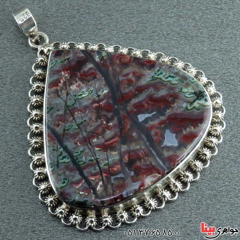 گردنبند عقیق شجری خزه ای خوش نقش و زیبا _کد:23104