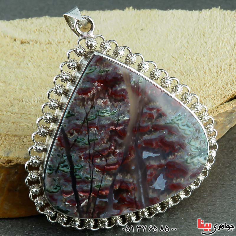 گردنبند عقیق شجری خزه ای خوش نقش و زیبا _کد:23104