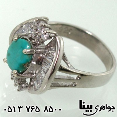 انگشتر فیروزه دور باگت زنانه