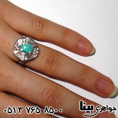 انگشتر فیروزه دور باگت زنانه