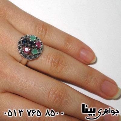 انگشتر چند جواهر 6 نگین زنانه