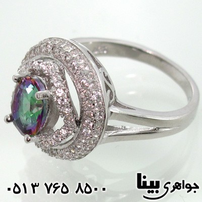 انگشتر توپاز هفت رنگ بزرگ زنانه