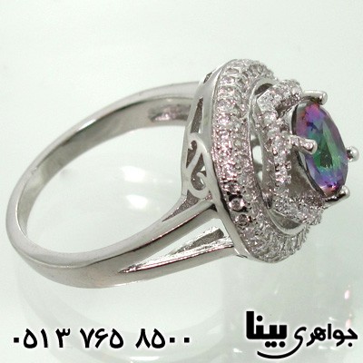 انگشتر توپاز هفت رنگ بزرگ زنانه