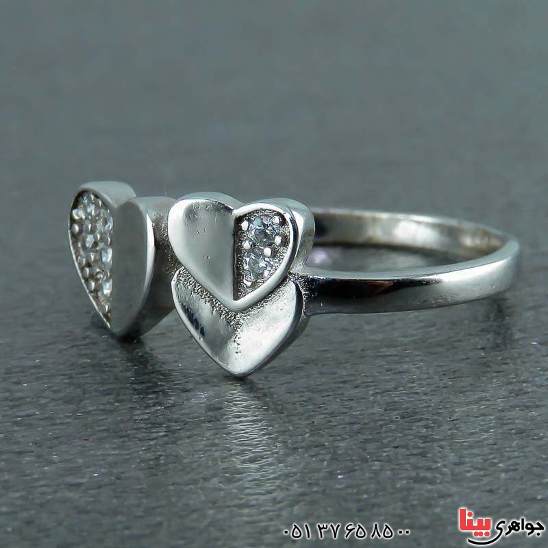 انگشتر نقره پرنس رودیوم زنانه طرح قلب _کد:23157