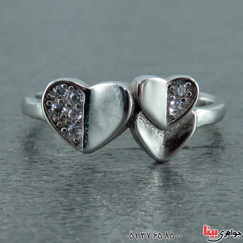 انگشتر نقره پرنس رودیوم زنانه طرح قلب _کد:23157