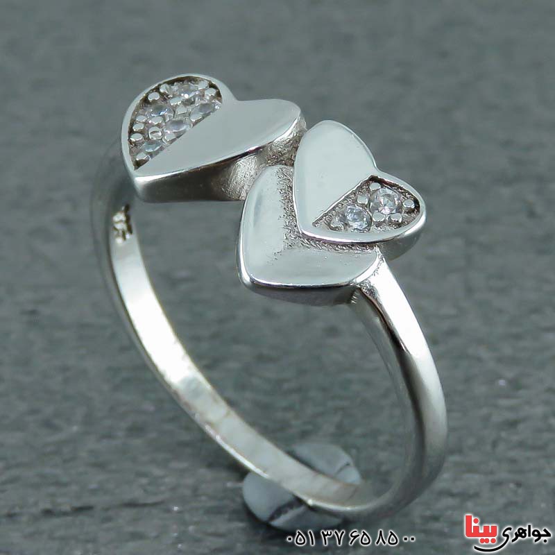 انگشتر نقره پرنس رودیوم زنانه طرح قلب _کد:23157