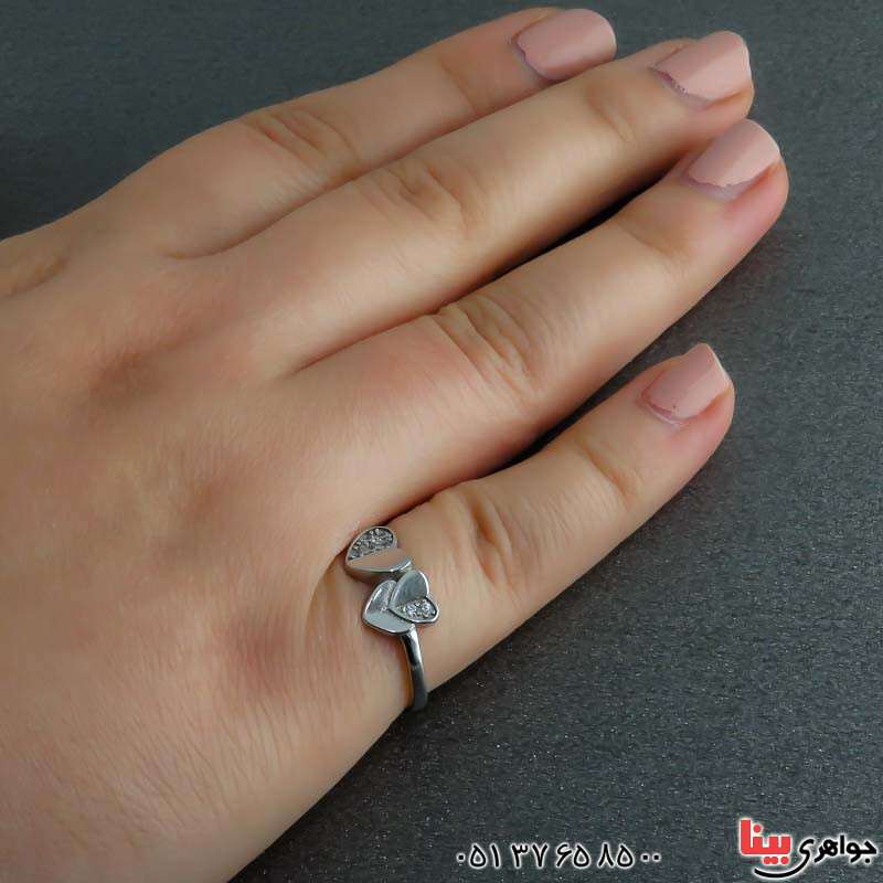 انگشتر نقره پرنس رودیوم زنانه طرح قلب _کد:23157