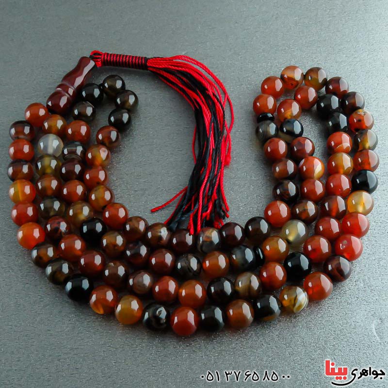 تسبیح عقیق سلیمانی 101 دانه ای درشت و گرد _کد:23171