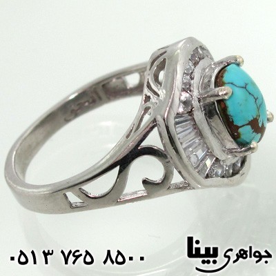 انگشتر فیروزه طرح اسلیمی زنانه