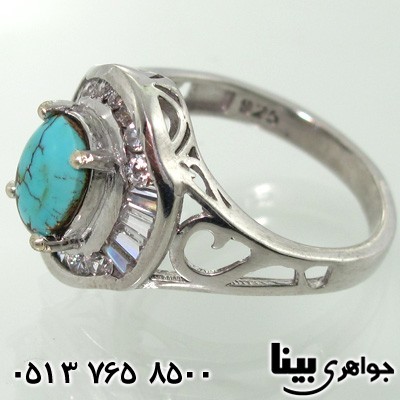 انگشتر فیروزه طرح اسلیمی زنانه
