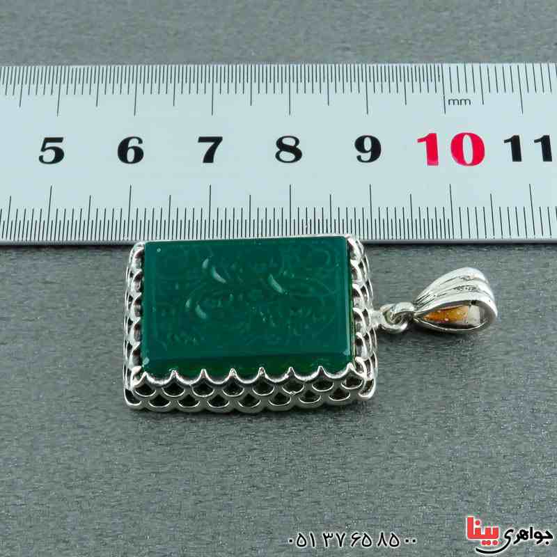 گردنبند عقیق سبز با حکاکی یا ابالفضل العباس _کد:23214