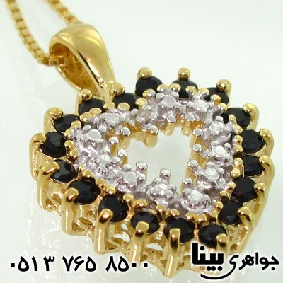 گردنبند یاقوت کبود و الماس قلبی پرکار