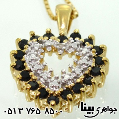 گردنبند یاقوت کبود و الماس قلبی پرکار