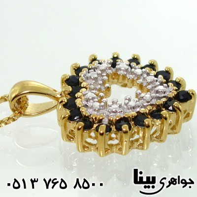 گردنبند یاقوت کبود و الماس قلبی پرکار