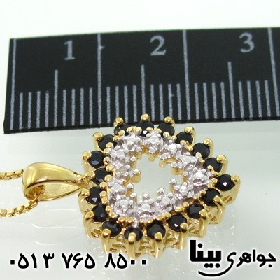 گردنبند یاقوت کبود و الماس قلبی پرکار