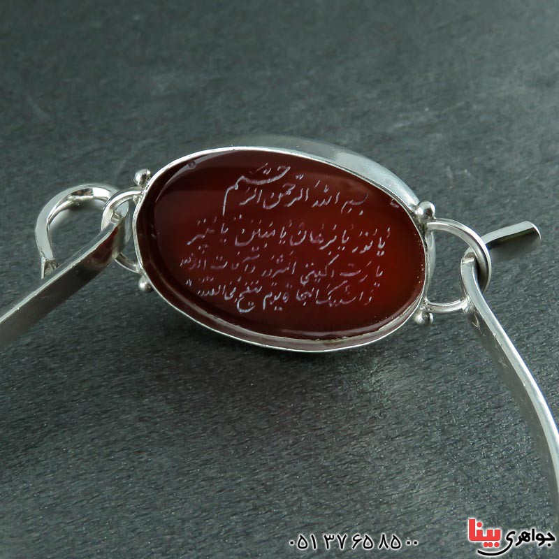 دستبند عقیق قرمز خوشرنگ و بسیار شیک با دعای حرز امام جواد _کد:23233