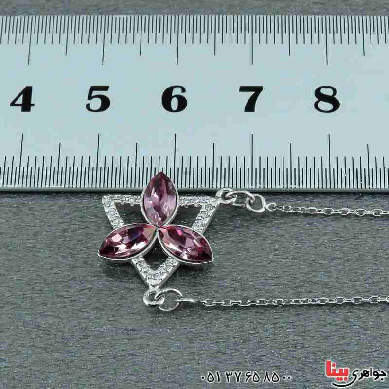 گردنبند نقره با نگین های خوشرنگ خاص رودیوم زنانه _کد:23267