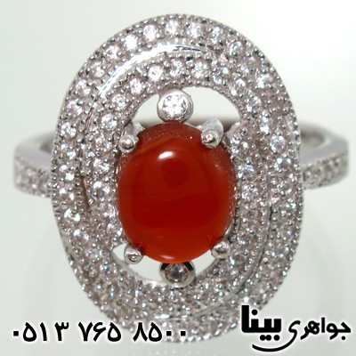 انگشتر عقیق یمنی طرح اشرافی زنانه