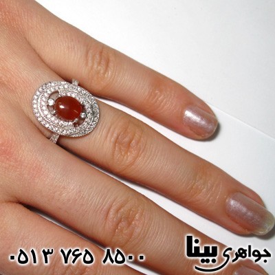 انگشتر عقیق یمنی طرح اشرافی زنانه